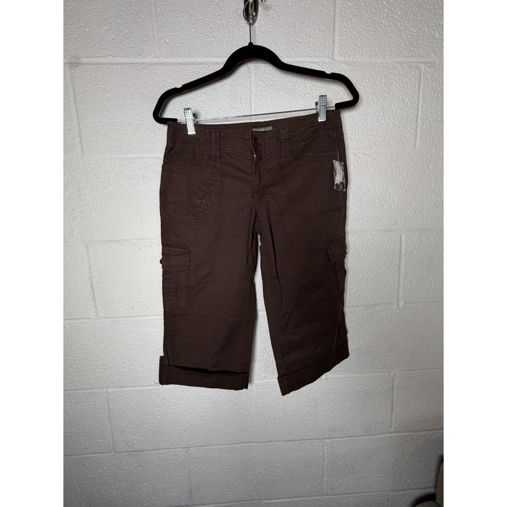Apt. 9 Womens 6P Brown Cargo Capri Pants Y2K Utility Cotton Pocket Casual